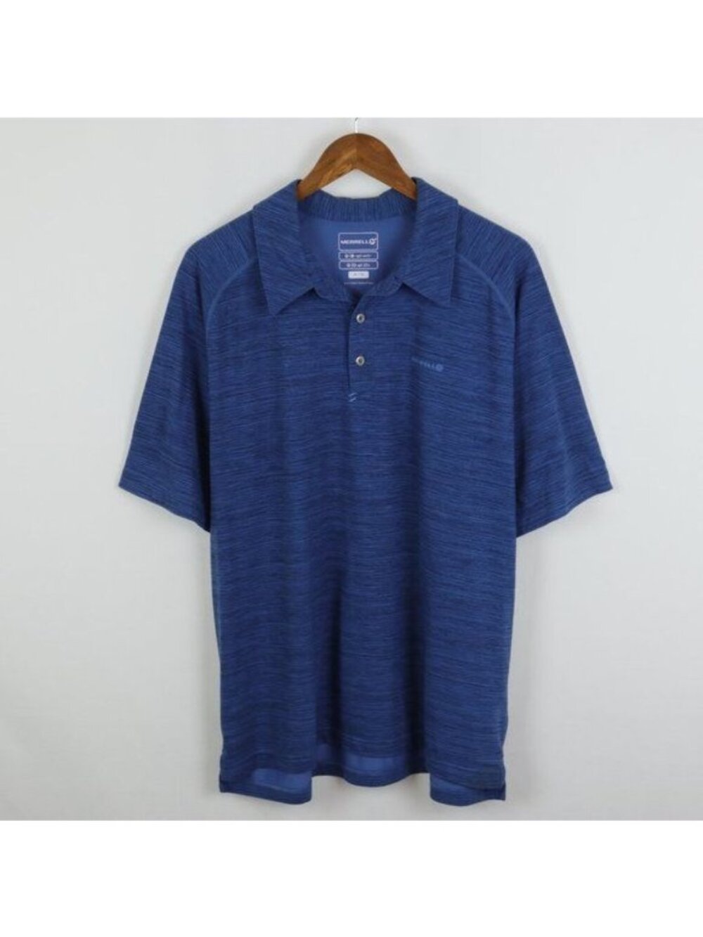 Merrell OptiWick UPF 50 Men's Extra Large Blue Knit Casual Polo Shirt